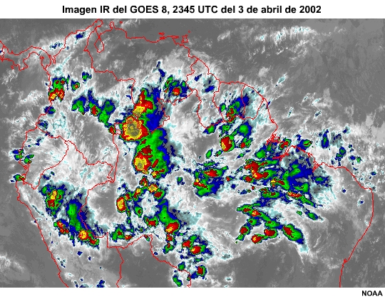Imagen IR del GOES 8, 1745 UTC del 3 de abril de 2002