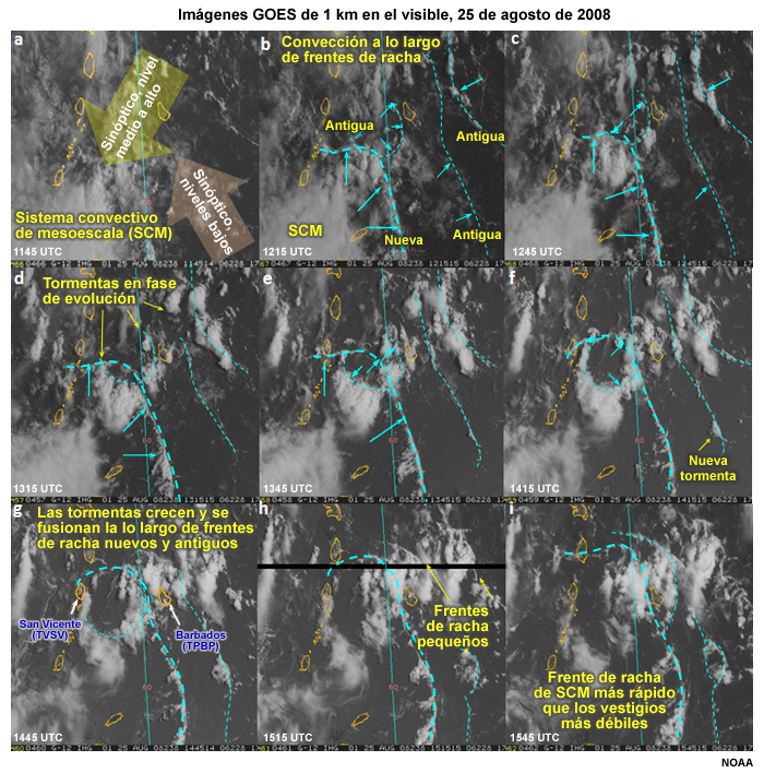 Imágenes de 1 km en el visible de las 1145 a las 1715 UTC del 25 de agosto de 2008.