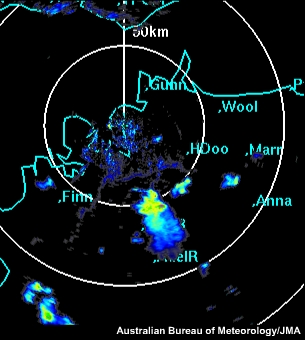 Secuencia de imágenes de reflectividad radar de la convección profunda iniciada por la brisa marina