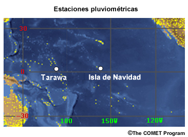 Ubicación de Tawara y la Isla de Navidad en el Pacífico occidental y central