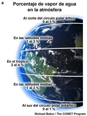 Distribución del vapor de agua en la superficie expresado como porcentaje.