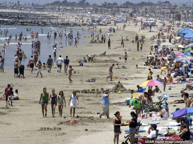 photo of people on Sunny California beach. 