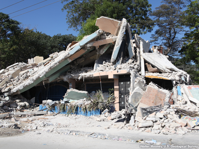 Photo of home damaged in the Haiti 2010 earthquake.