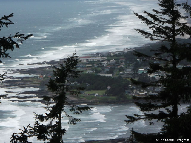 photo of low-lying area of the Yachats community on the Oregon coast