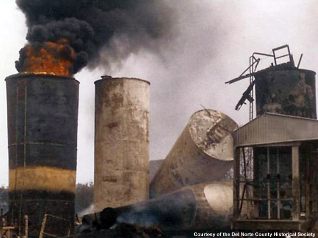 Fuel tanks burned for four days following the Crescent City tsunami of 1964.