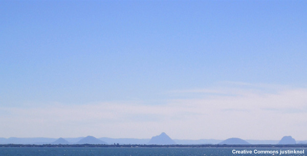 Australia's Glasshouse Mountains from sea