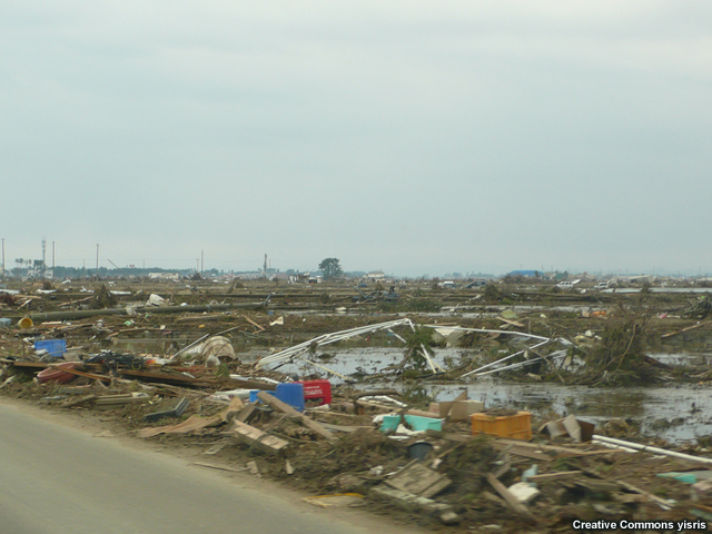 A devastated landscape after the 2011 Japan tsunami.