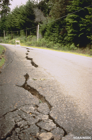 photo of earthquake damage to road