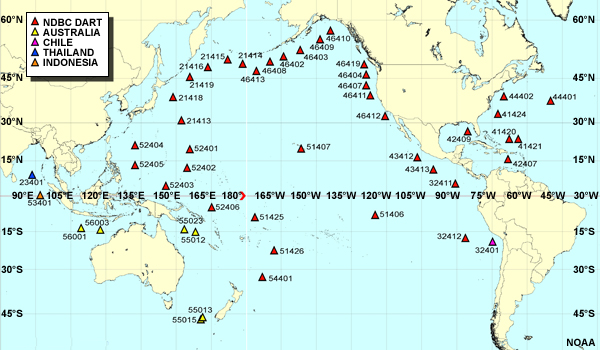 map of DART buoy locations worldwide