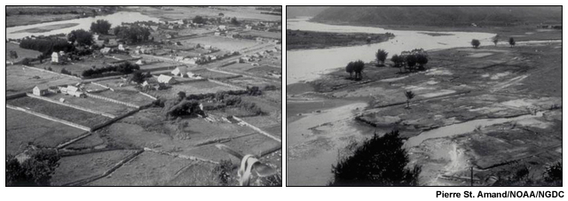 Images of the town of Queule before and after the tsunami show the scale of the destruction.