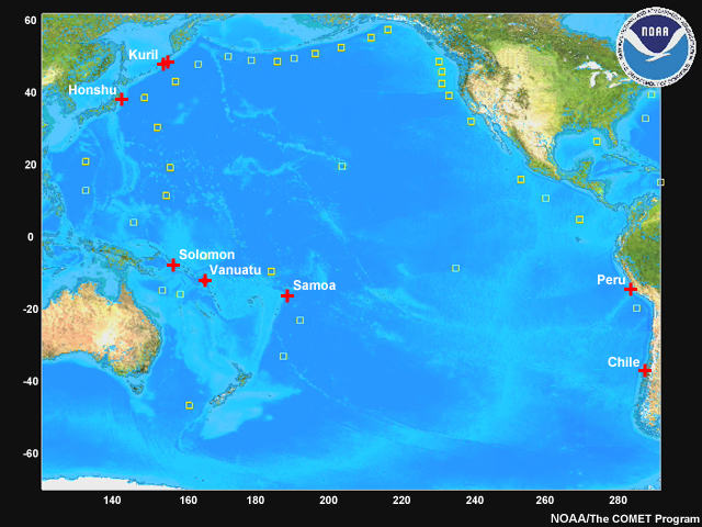 base map of the Pacific basin, used for the Tsunami's Reach interaction