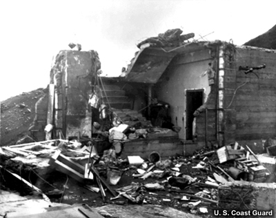 The Scotch Cap Lighthouse after a tsunami completely destroyed it in 1946