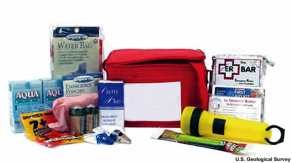 An emergency supply kit.
