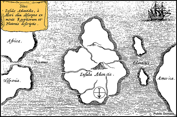 An imagined map of Atlantis.