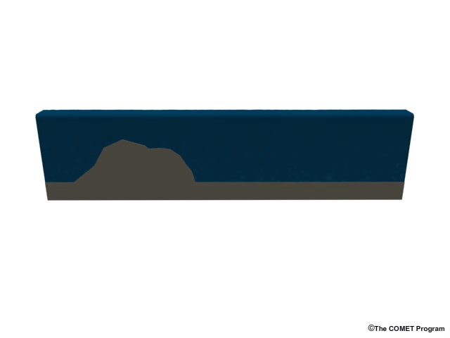 A tsunami generated by an underwater landslide.
