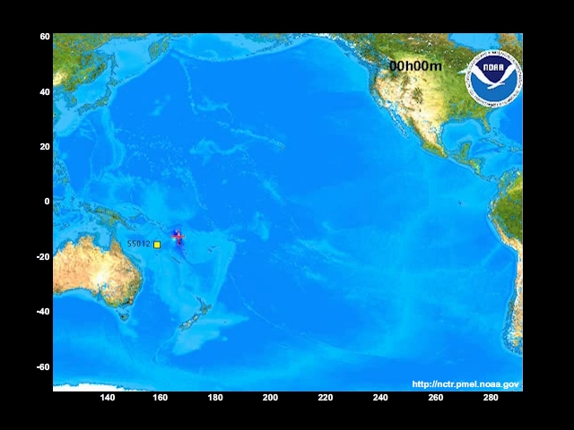 animation of Vanatu 2009 tsunami propagating across Pacific basin
