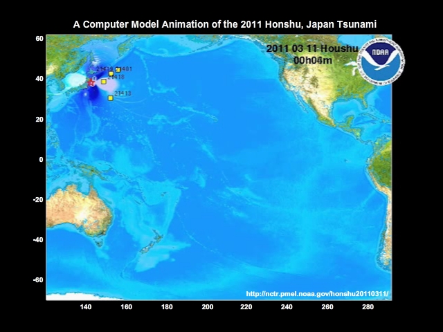 Pacific Marine Environment Lab simulation of the Honshu, Japan 2011 tsunami