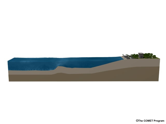 A tsunami produced by a thrust fault