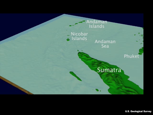 A USGS simulation of the 2004 Indian Ocean tsunami that includes bathymetry.