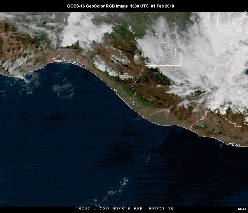 Geocolor image of Volcan de Fuego eruption