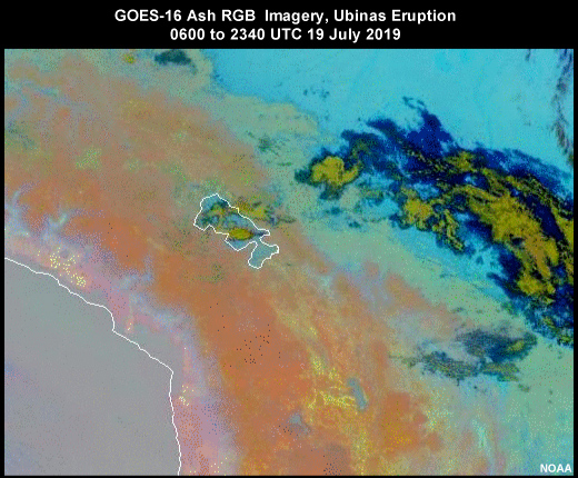 GOES-16 Ash RGB loop from 0600 to 2340 UTC 19 July 2019