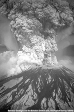 La erupción explosiva de Monte Santa Helena en 1980 engendró una enorme columna de tefra.