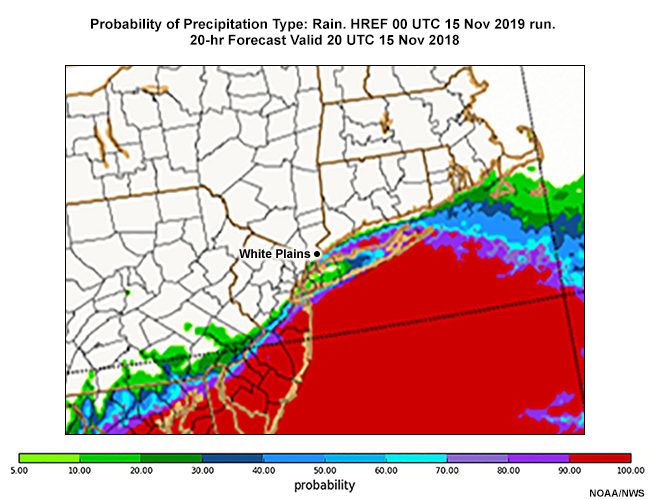 Loop of the probability Rain. HREF 00 UTC 15 Nov 2019 run.