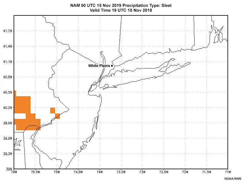 Animation of NAM sleet prediction for 15 November 2019
