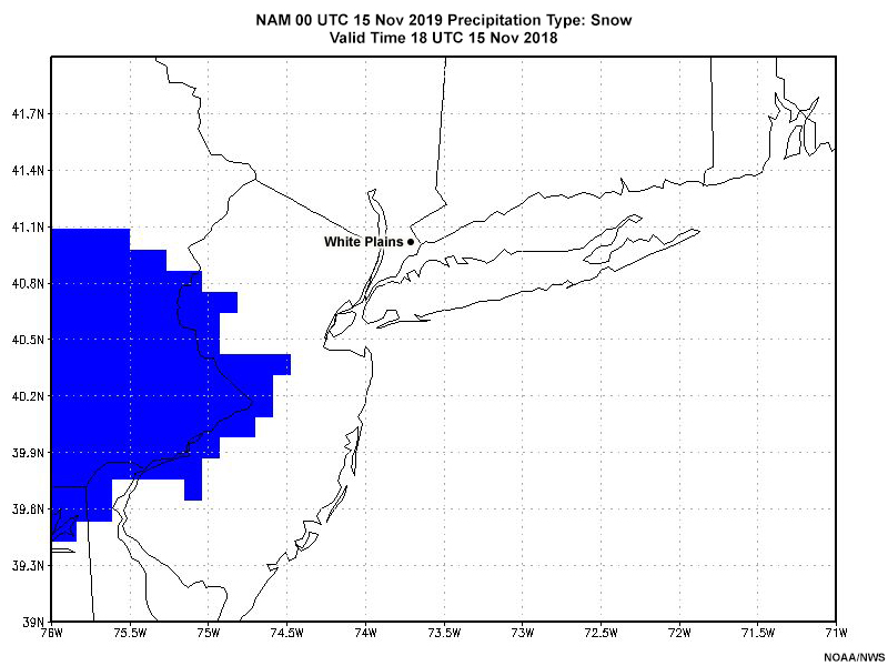 Animation of NAM snow prediction for 15 November 2019